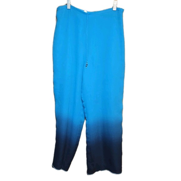 Nancy Bolen City Girl Women's Sz M Blue/Black Ombre 100% Silk 2pc Pant Suit - Picture 7 of 7